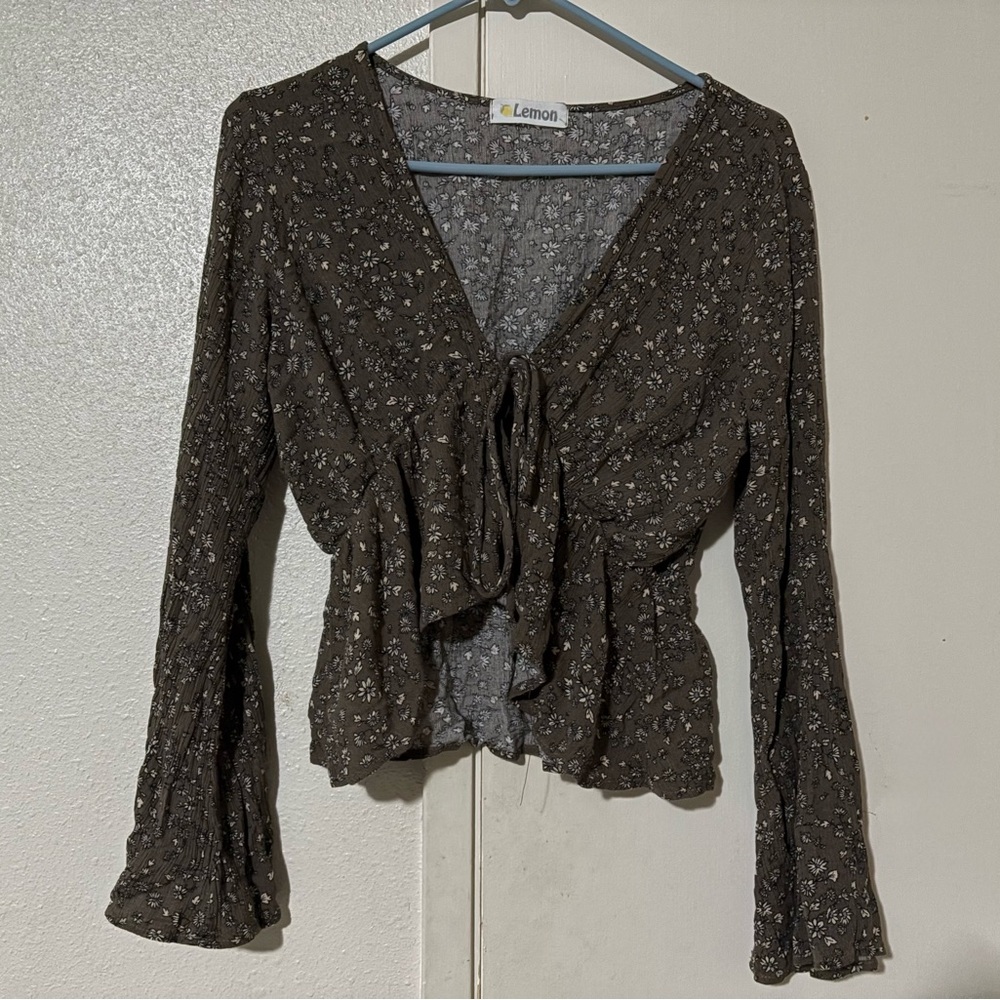 Lemon Women's Brown Floral Blouse